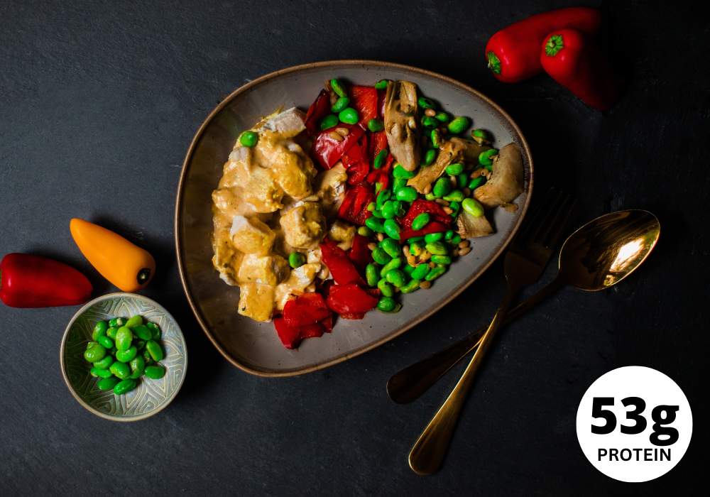 NRD chicken with soybean-artichoke mix